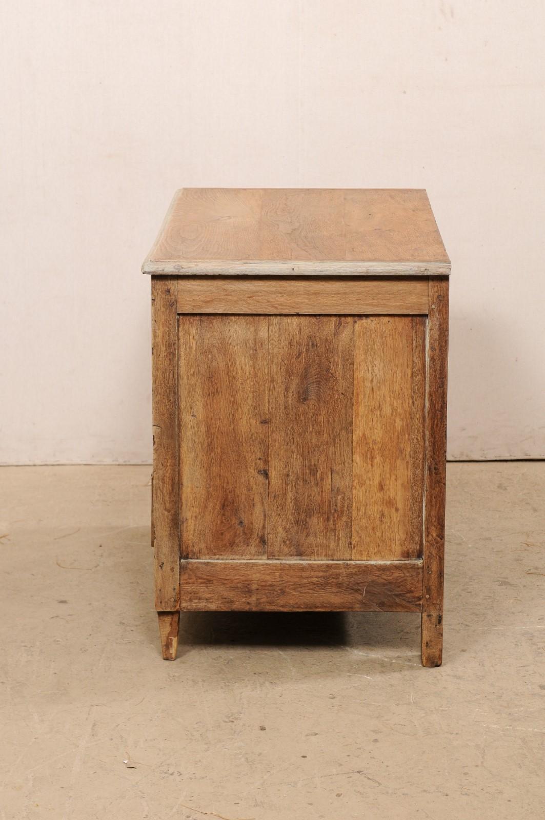 18th C. French Commode of 3 Drawers W/Flute-Carved Side Posts & a Great Patina 5