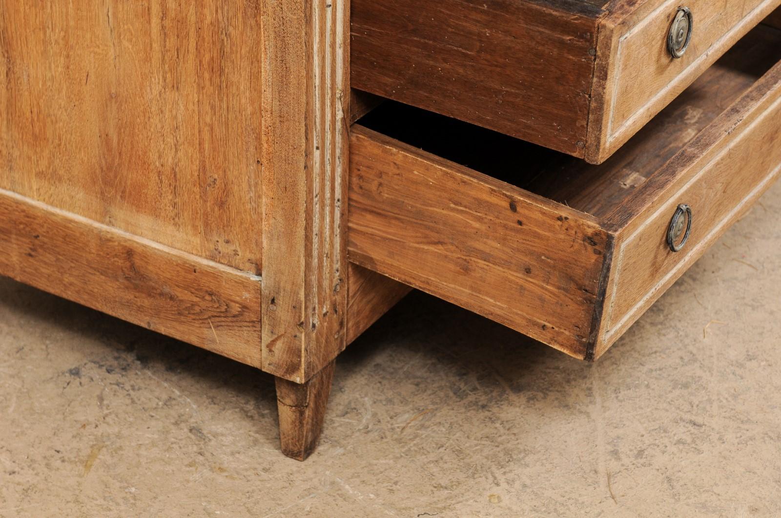 18th Century 18th C. French Commode of 3 Drawers W/Flute-Carved Side Posts & a Great Patina