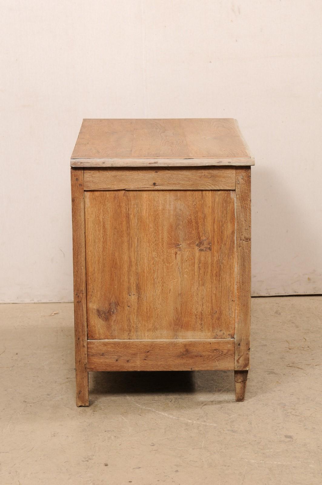 18th C. French Commode of 3 Drawers W/Flute-Carved Side Posts & a Great Patina 1