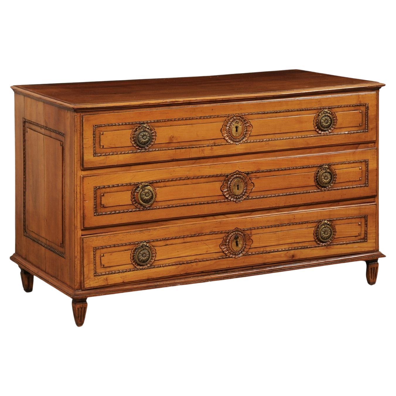 18th C. French Commode w/Nicely Carved Trim Details For Sale