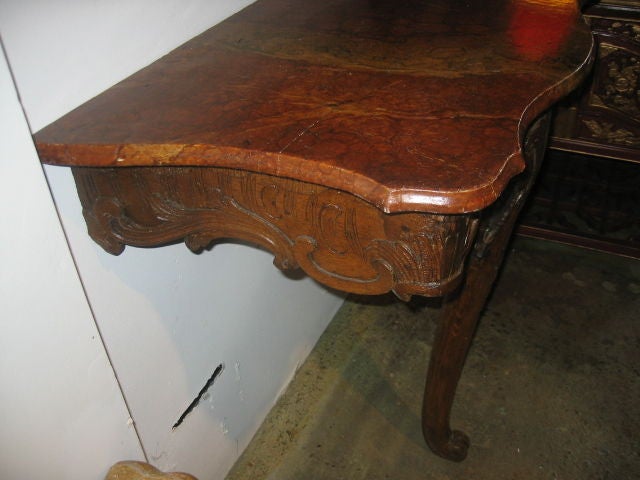 Wood 18th Century French Console with Faux Marble Top For Sale