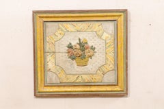 18th C. French Floral Bouquet Carved Art Wall Plaque w/its Original Paint