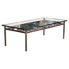 18th C. French Glass Top Polished Wrought Iron Balcony or Gate Coffee Table
