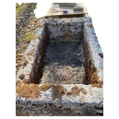 18th C French Hand-Carved Limestone Trough with Mossy Patina