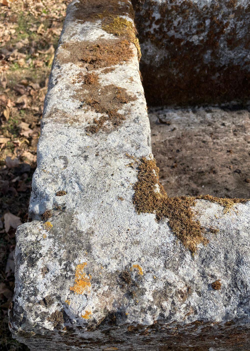 18th C French Hand-Carved Limestone Trough with Mossy Patina 4