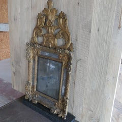 18th C. French Louis XIV Giltwood Cushion Mirror