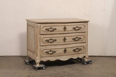 18th C. French Louis XV Carved & Painted Wood Serpentine Commode