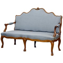 French Louis XV Carved Walnut Canape or Settee, Lovely Form and Detail