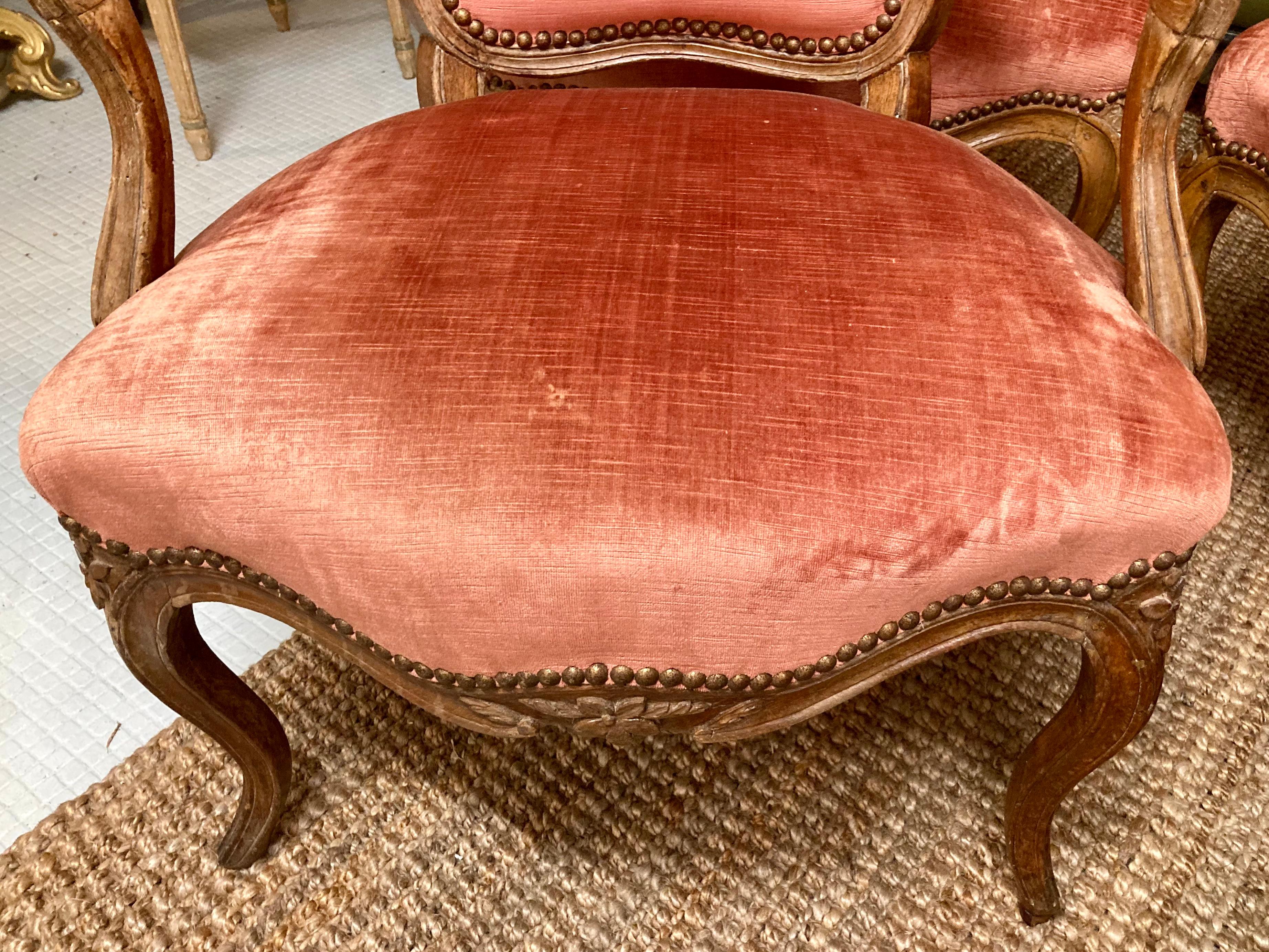 18th C French Louis XV Fauteuil Chairs Each With Unique Carvings - Set of 4 For Sale 6