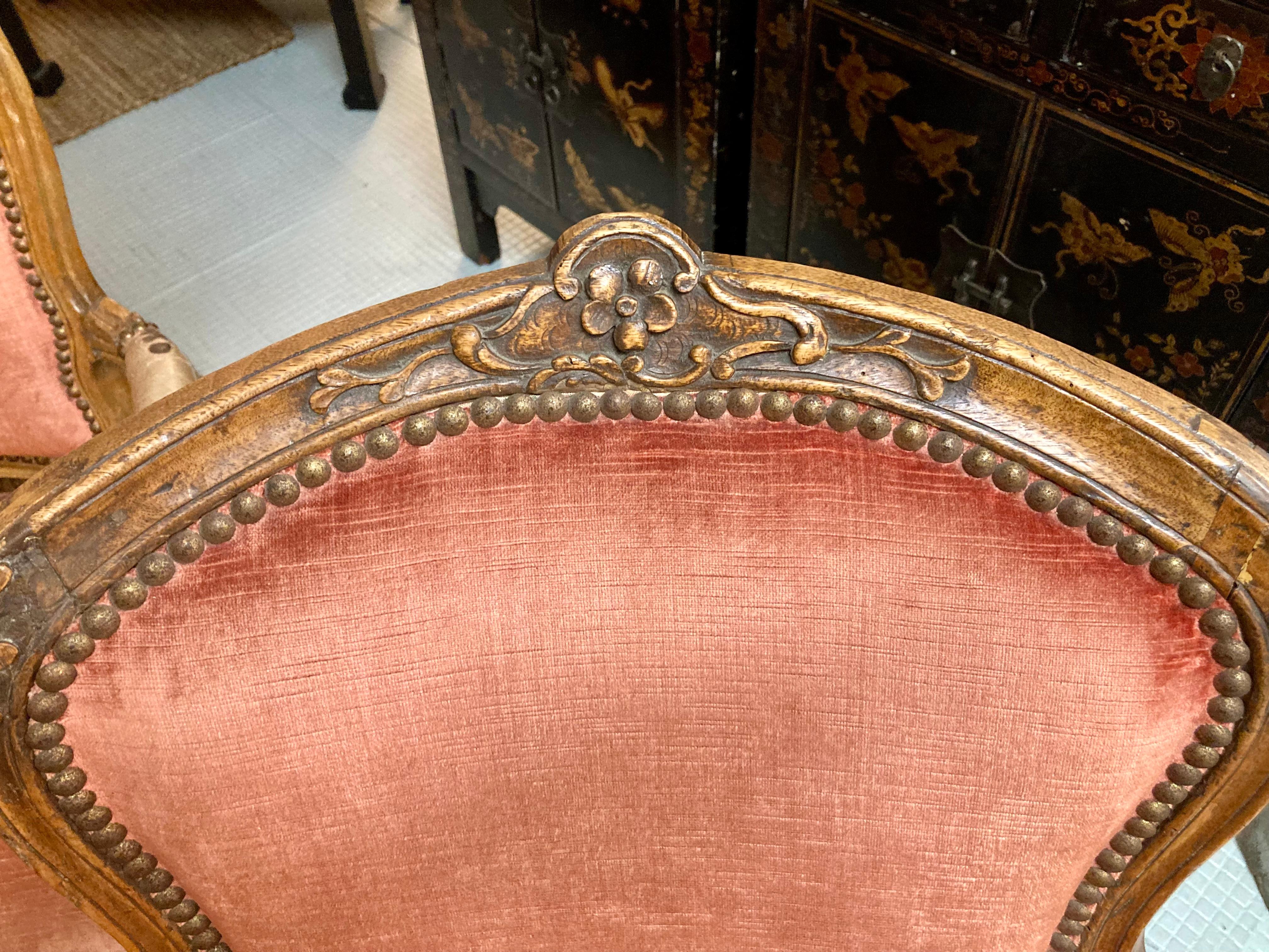 18th Century and Earlier 18th C French Louis XV Fauteuil Chairs Each With Unique Carvings - Set of 4 For Sale
