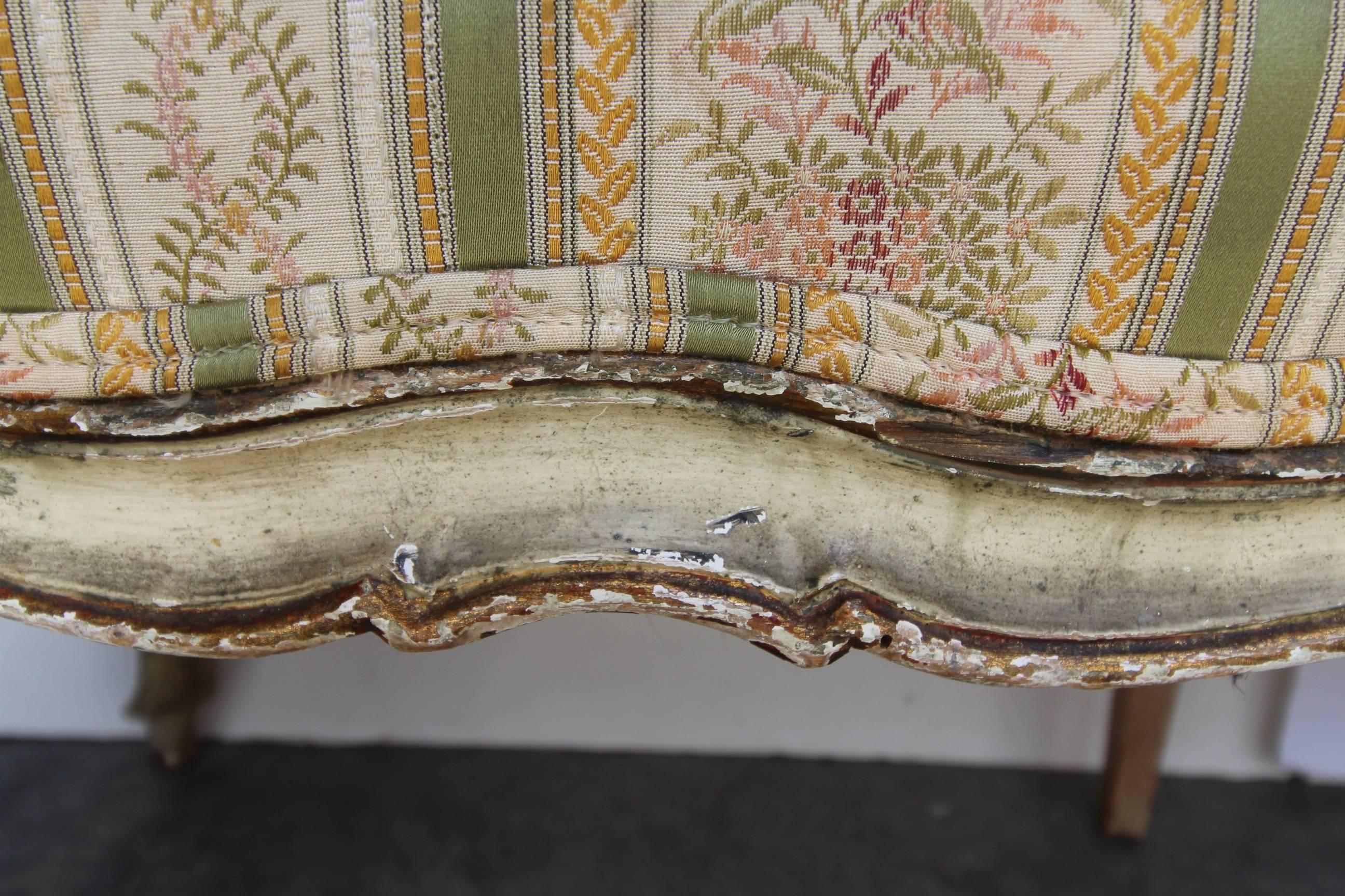 Mid-18th Century 18th Century French Louis XV Painted Banquette or Bench For Sale