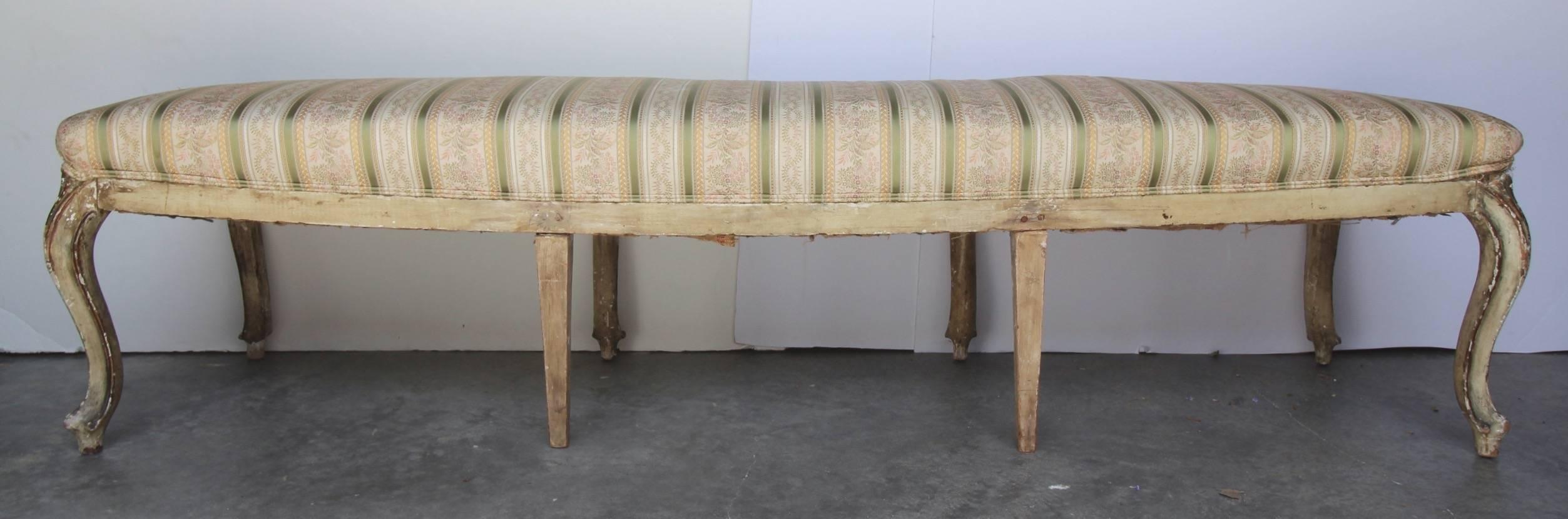 18th Century French Louis XV Painted Banquette or Bench For Sale 2