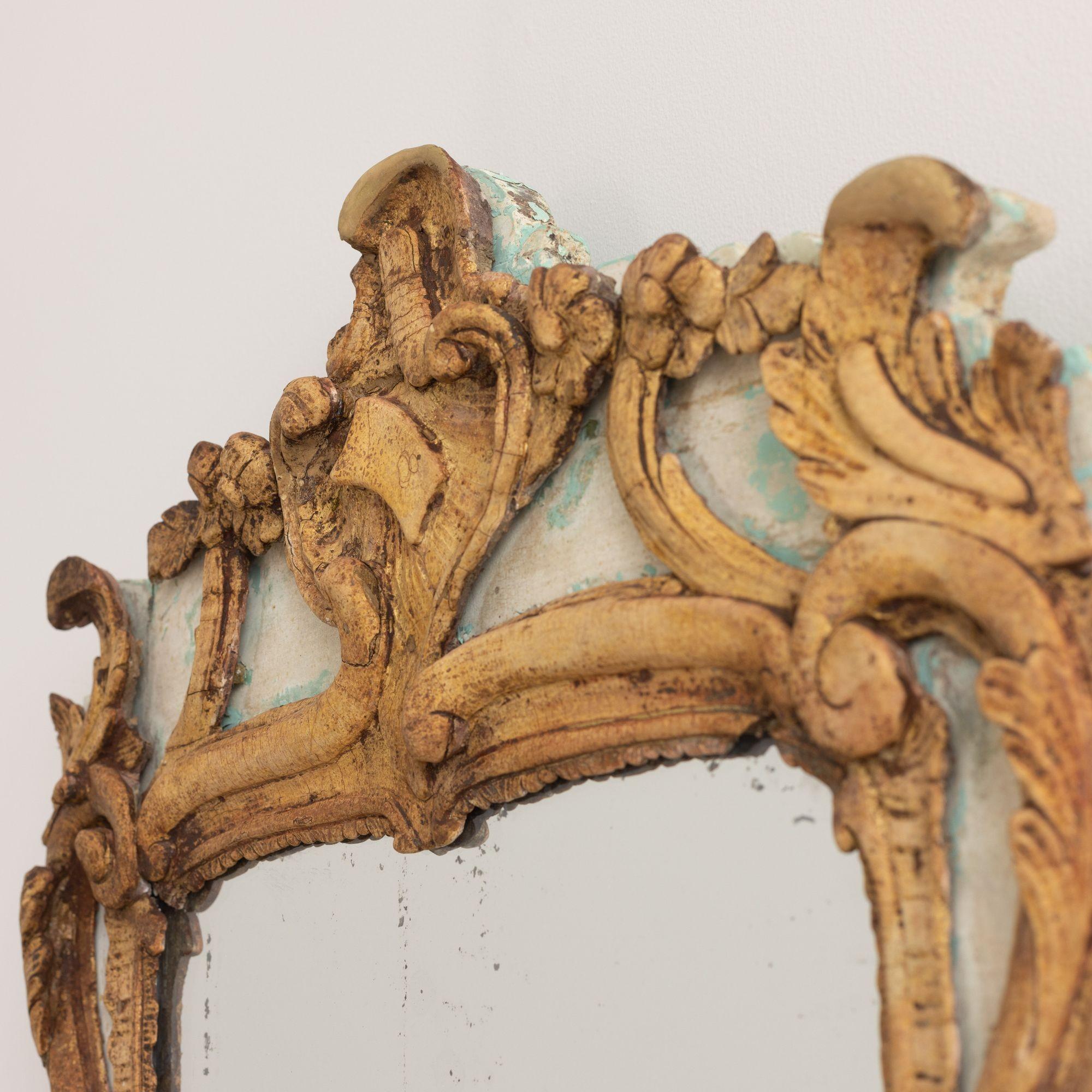 18th Century and Earlier 18th c. French Louis XV Period Giltwood Mirror with Original Mirror Plate
