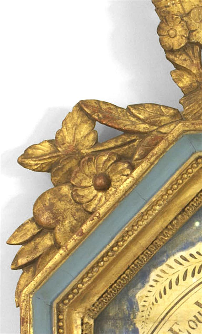 Painted 18th c. French Louis XVI Barometer with Pediment