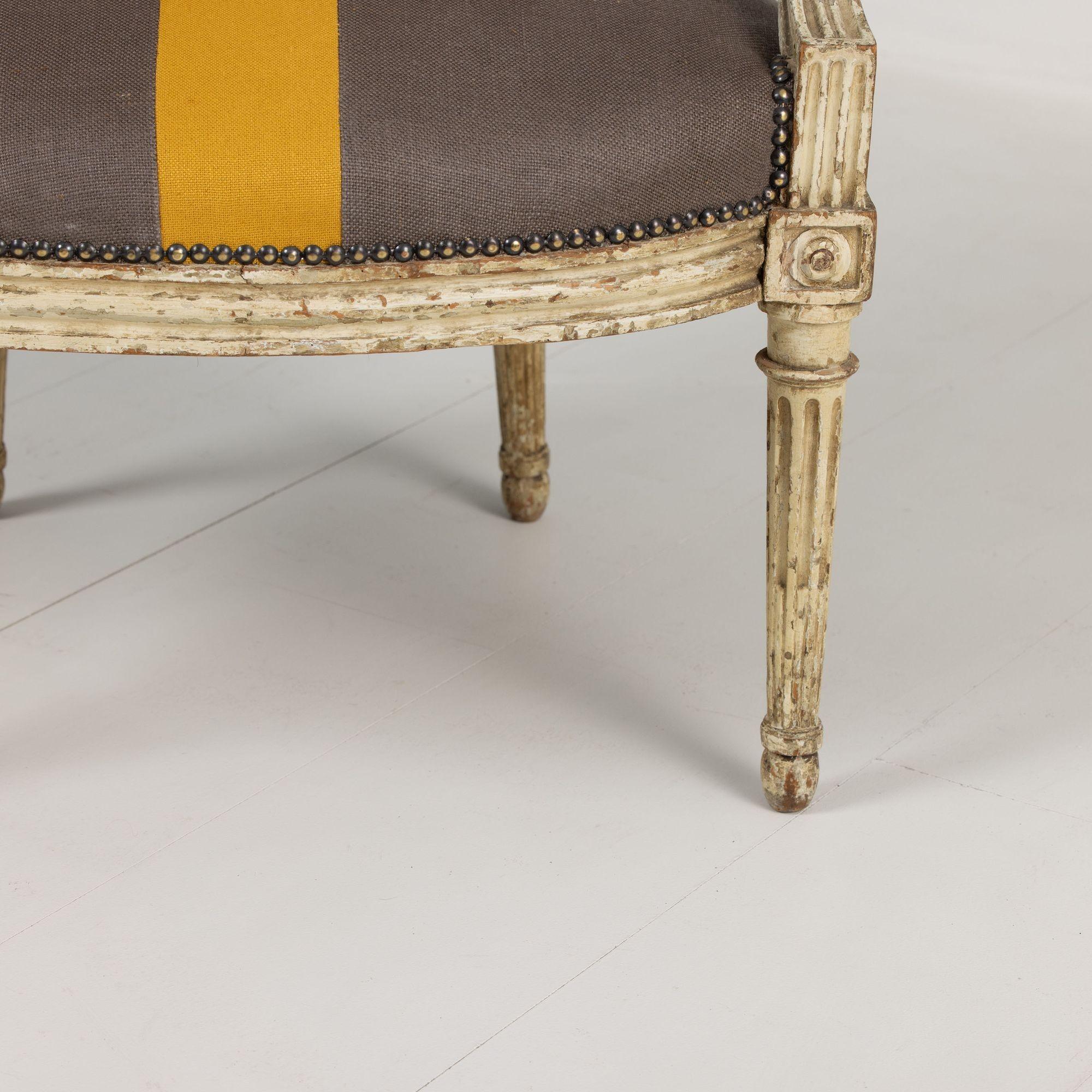18th c. French Louis XVI Period Fauteuil - Armchair in Original Paint For Sale 7