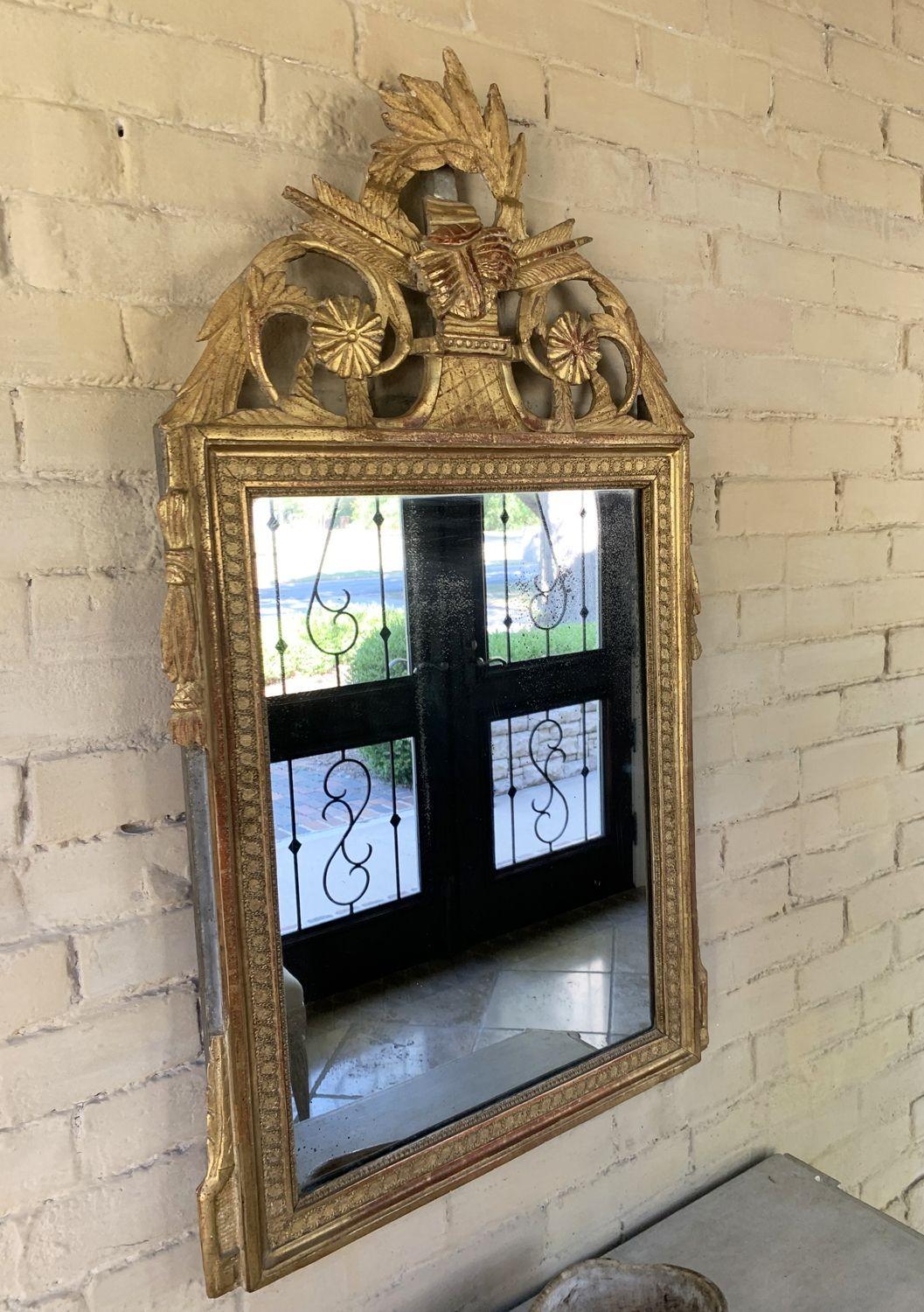 18th C. French Louis XVI Period Giltwood Mirror with Original Mirror Plate For Sale 7
