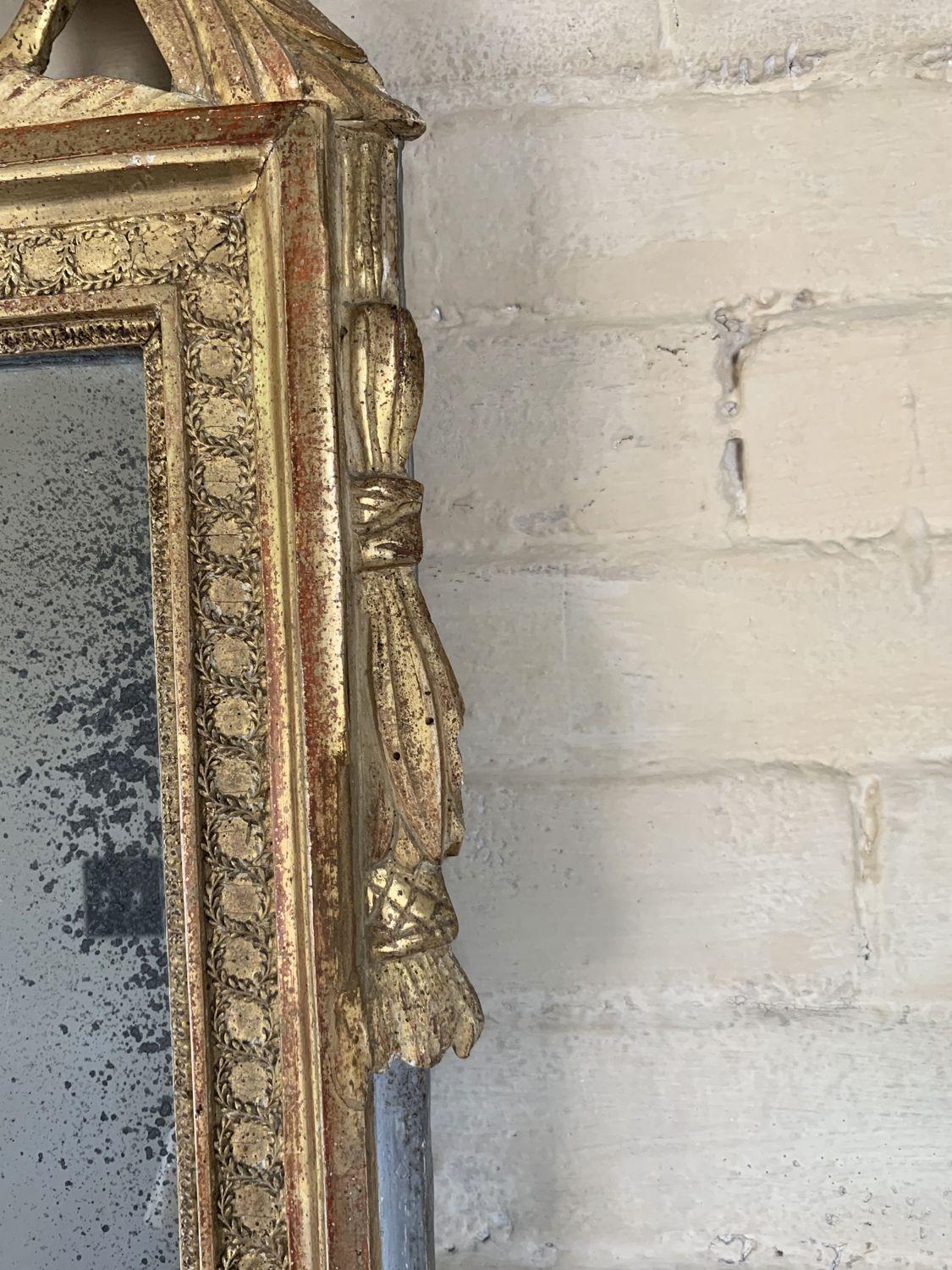 Mercury Glass 18th C. French Louis XVI Period Giltwood Mirror with Original Mirror Plate For Sale