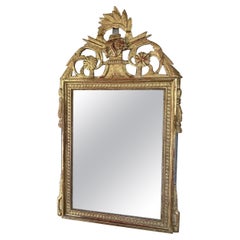 Specchio in legno dorato del XVIII secolo, periodo Luigi XVI, con piastra originale