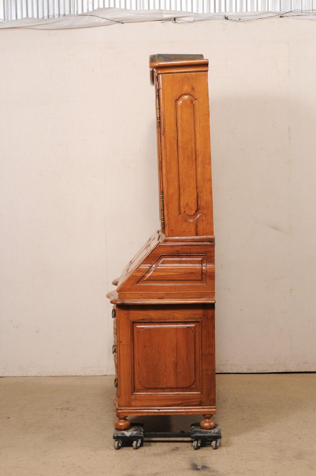 18th C. French Louis XVI Tall Secretaire (Retains Original Leather on Desk-Top) For Sale 5