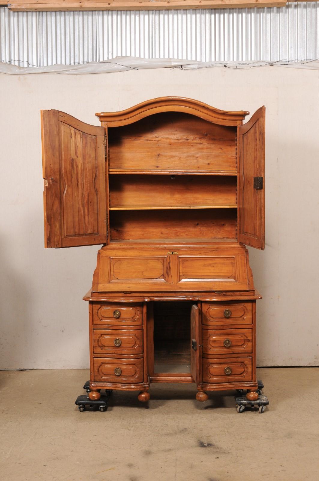 18th C. French Louis XVI Tall Secretaire (Retains Original Leather on Desk-Top) For Sale 7