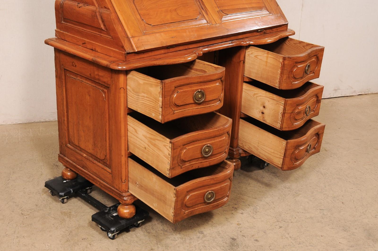 Wood 18th C. French Louis XVI Tall Secretaire (Retains Original Leather on Desk-Top) For Sale