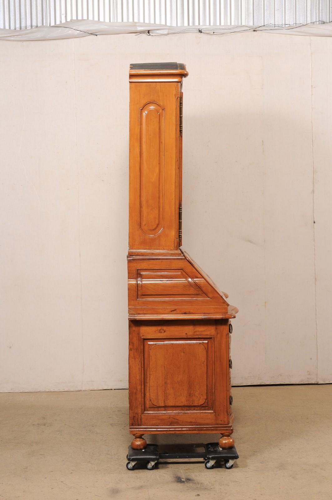 18th C. French Louis XVI Tall Secretaire (Retains Original Leather on Desk-Top) For Sale 1
