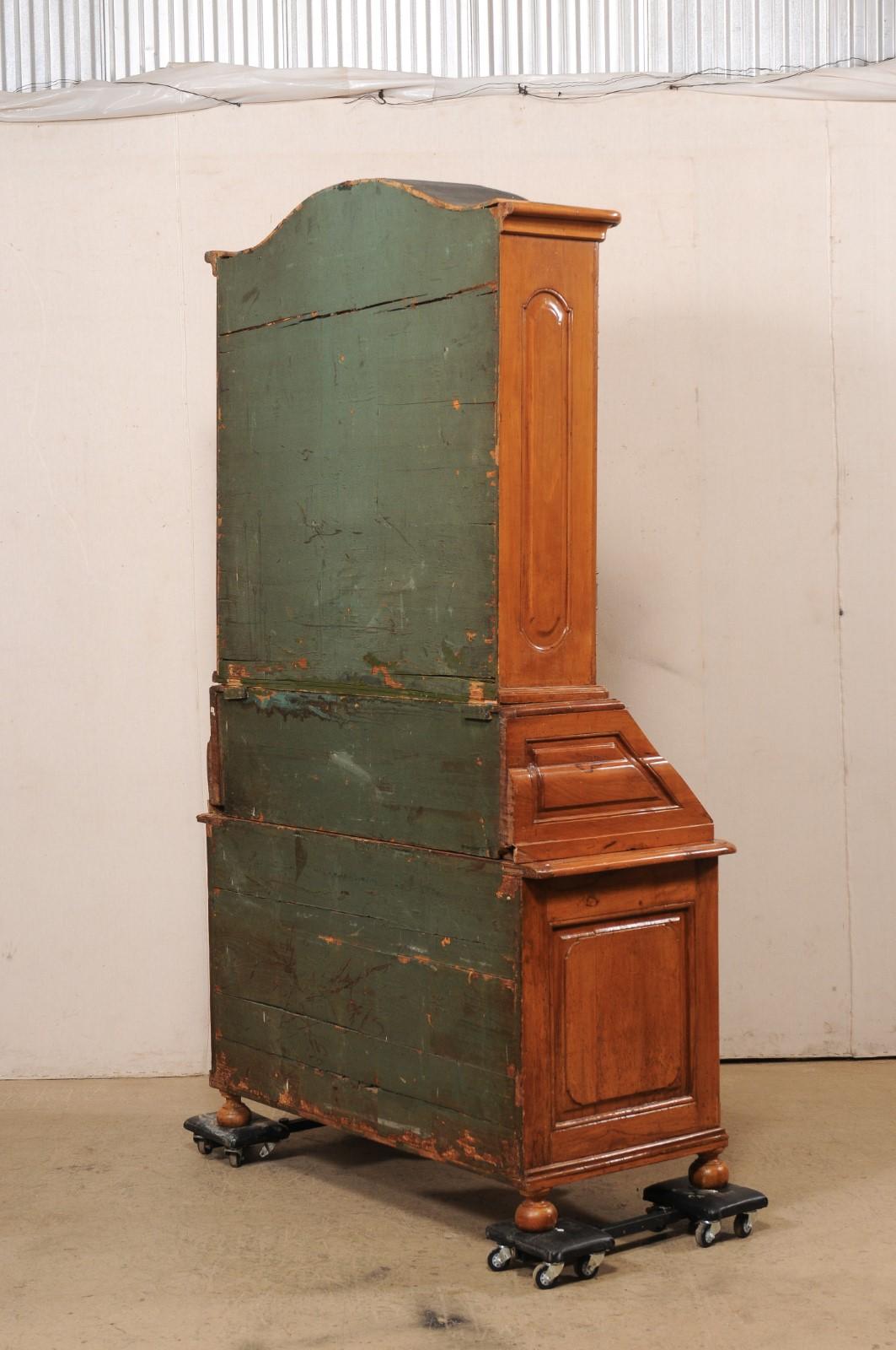 18th C. French Louis XVI Tall Secretaire (Retains Original Leather on Desk-Top) For Sale 2