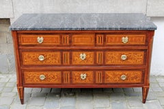 18th Century French Marquetry Chest of Drawers, Stamped J. Chastel