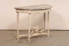 18th C. French Neoclassical Marble Top Console Table w/Urn Finial at Underside