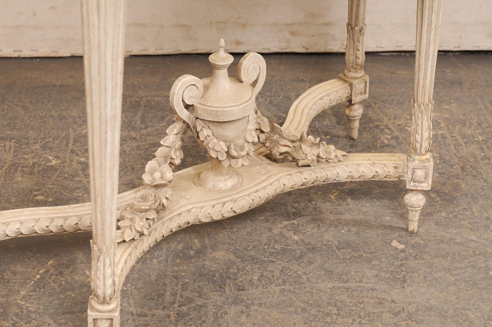 18th Century and Earlier 18th C. French Neoclassical Marble Top Console Table w/Urn Finial at Underside For Sale