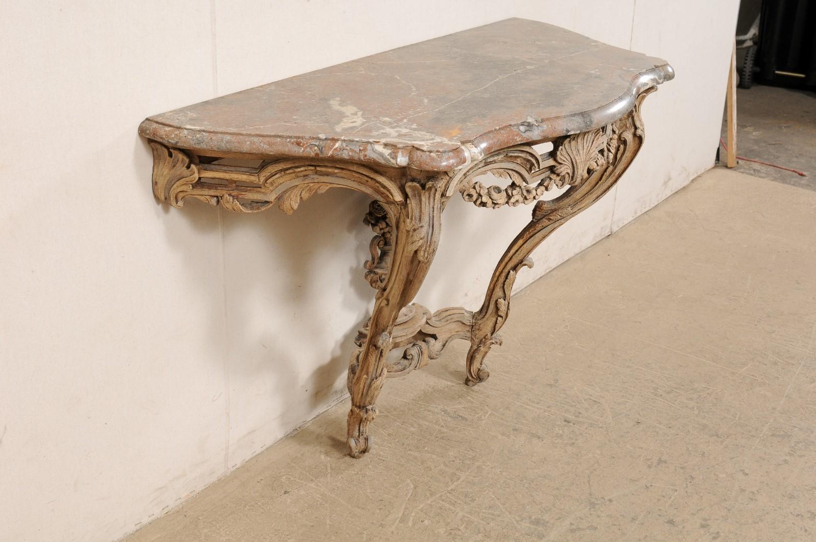 18th C. French Neoclassical Period Console Table w/Orig. Serpentine Marble Top 6