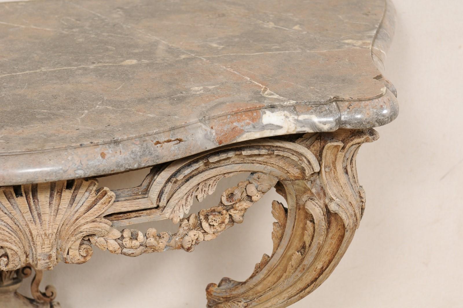 18th C. French Neoclassical Period Console Table w/Orig. Serpentine Marble Top 7
