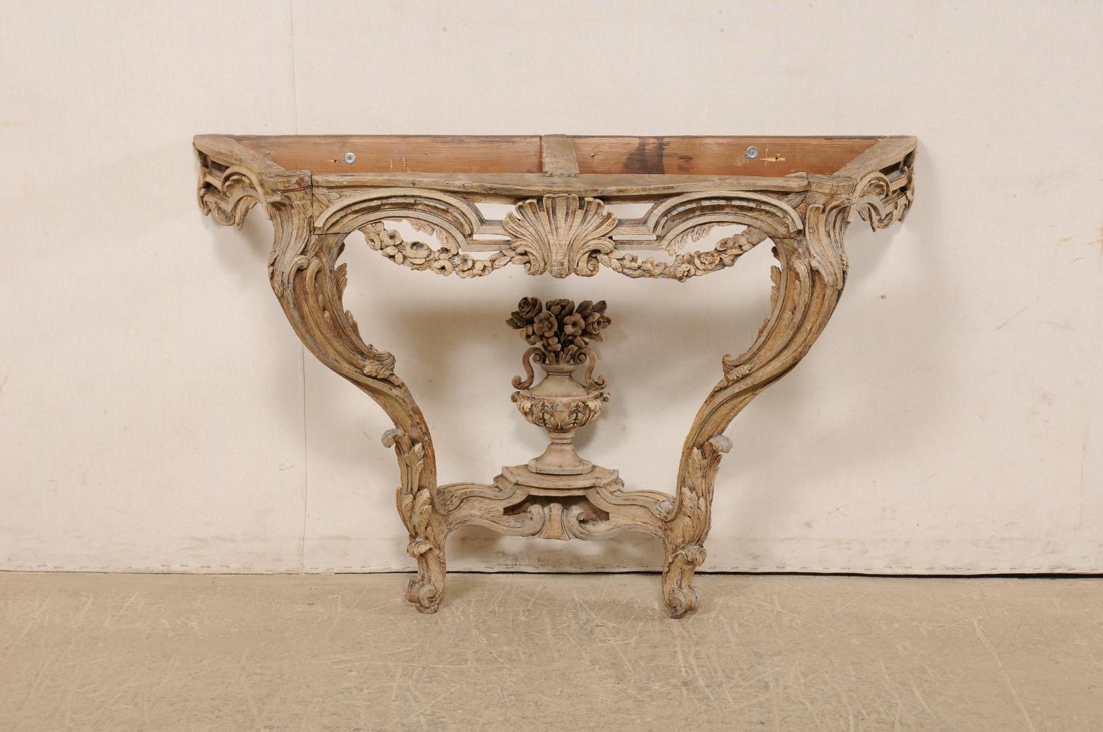 18th C. French Neoclassical Period Console Table w/Orig. Serpentine Marble Top 8