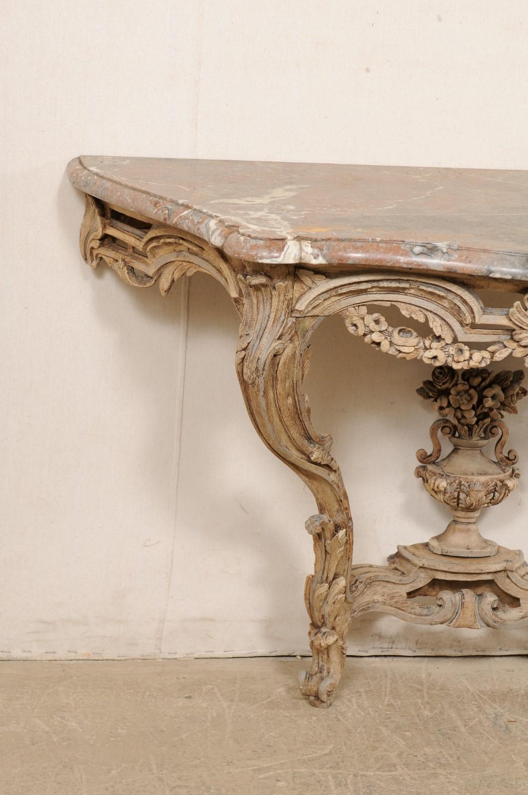 18th Century and Earlier 18th C. French Neoclassical Period Console Table w/Orig. Serpentine Marble Top