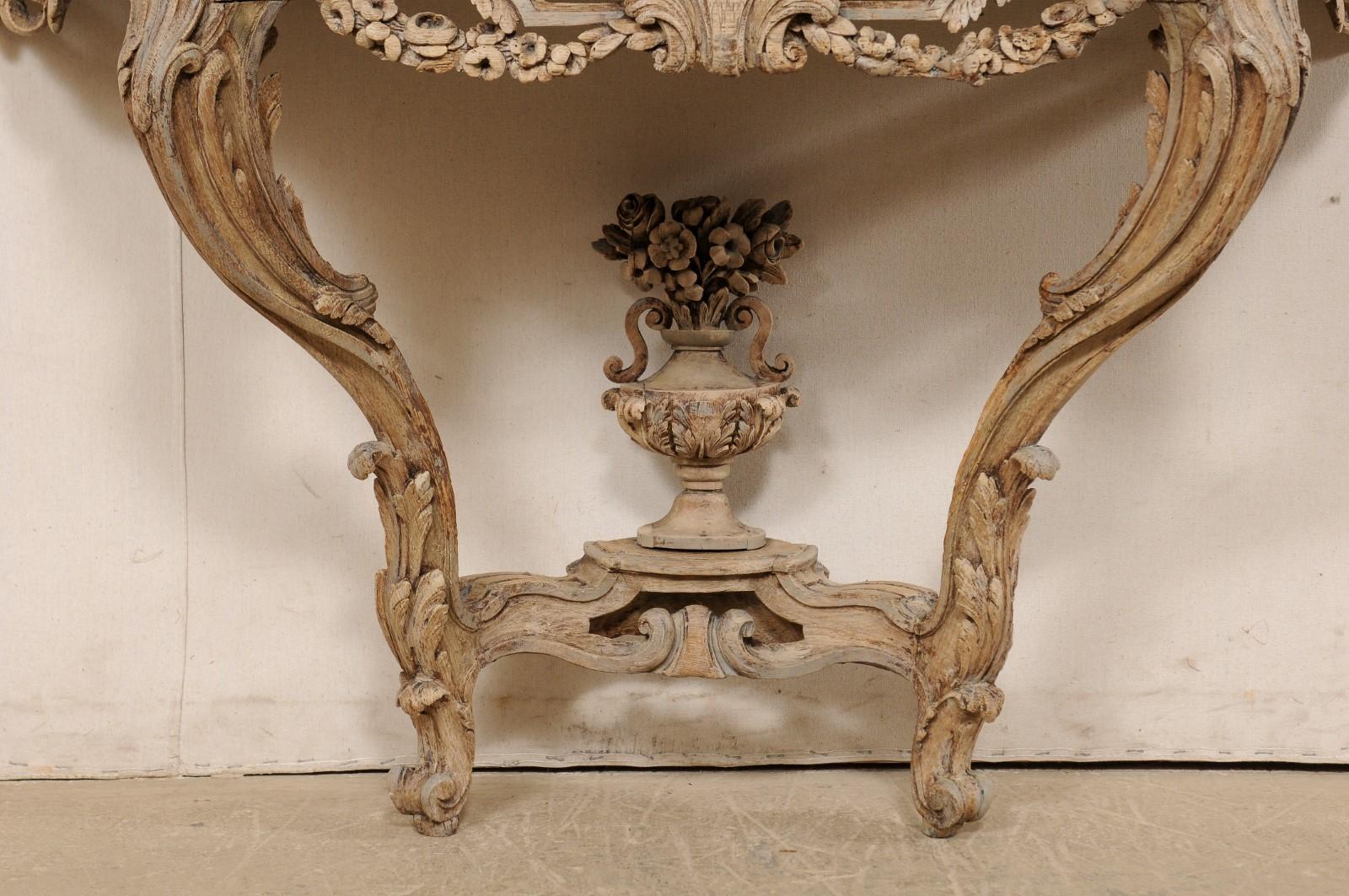18th C. French Neoclassical Period Console Table w/Orig. Serpentine Marble Top 2