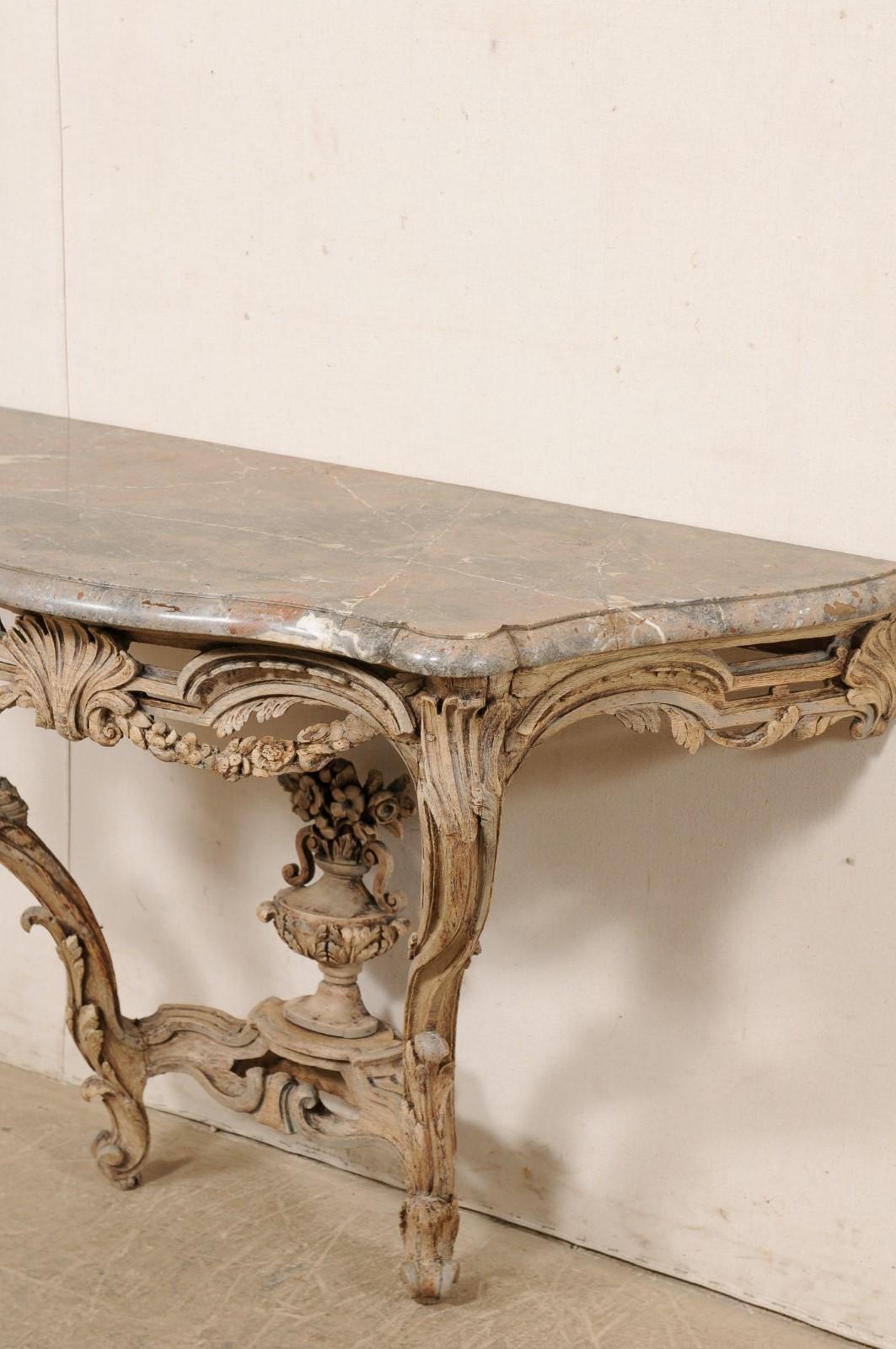 18th C. French Neoclassical Period Console Table w/Orig. Serpentine Marble Top 3