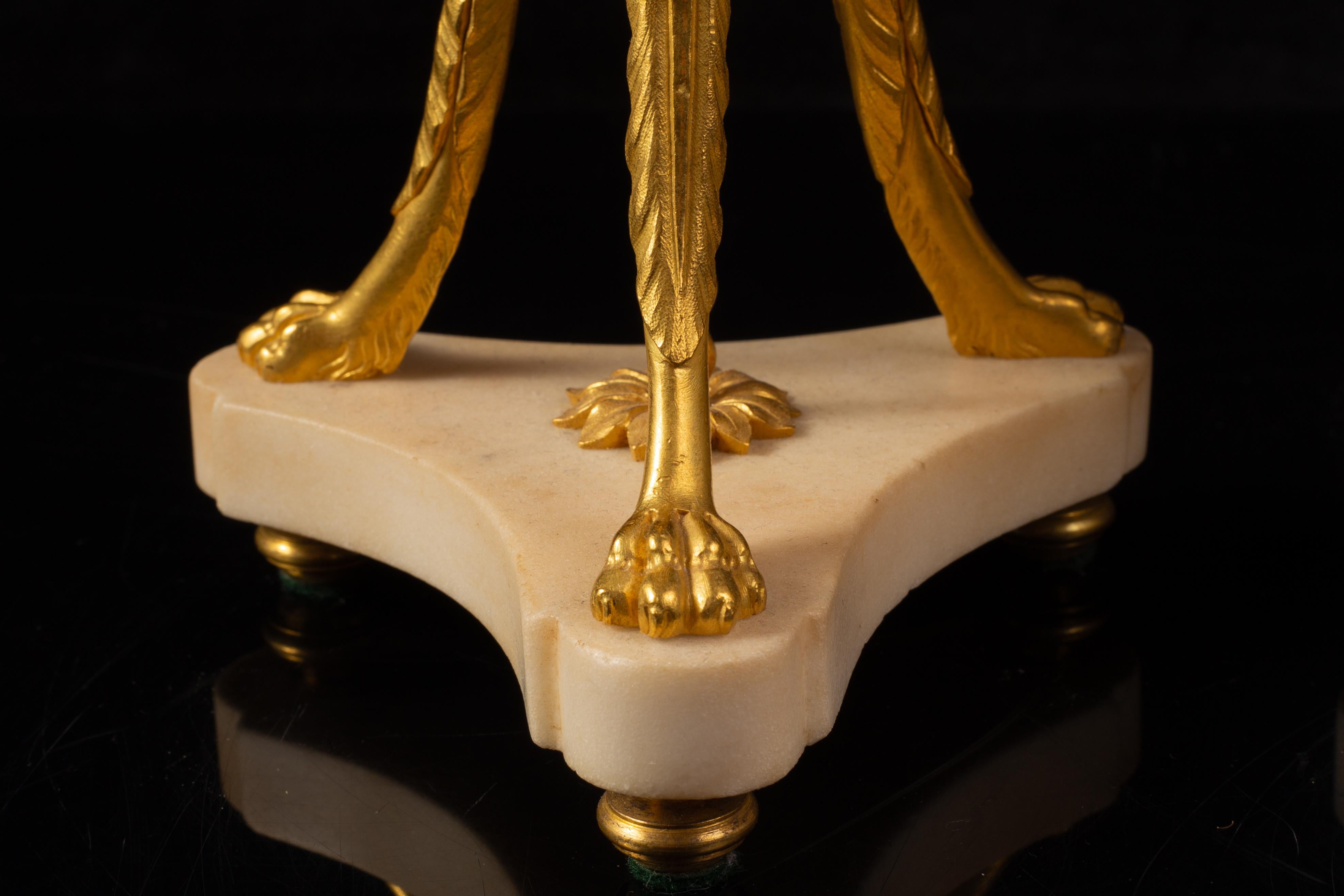 18th C French Ormolu-Mounted Carrara Marble Pot-Pourri Cassolettes on Paw Feet For Sale 6