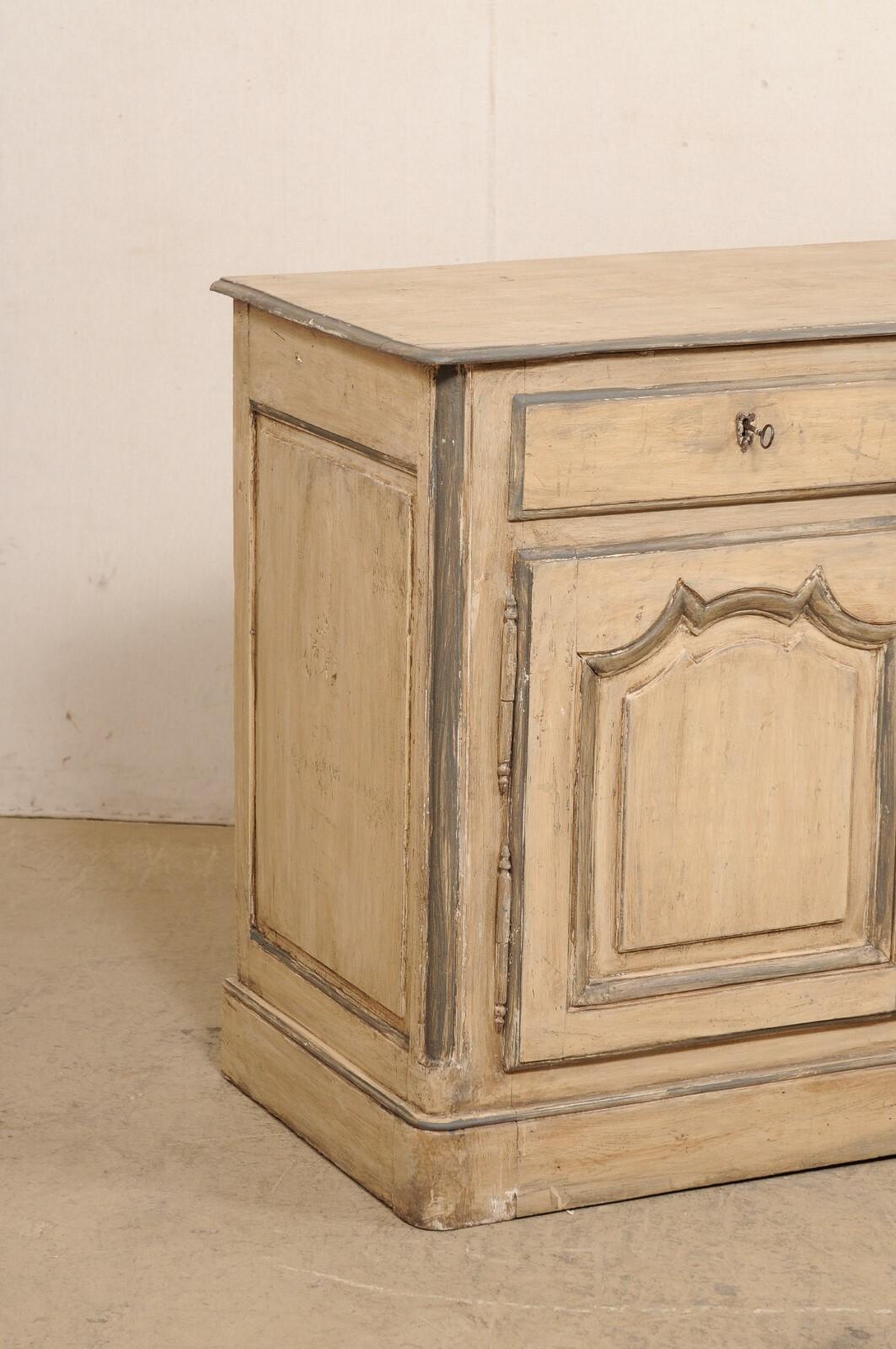 18th C. French Painted Wood Buffet Cabinet, 4.5 Ft Length For Sale 7