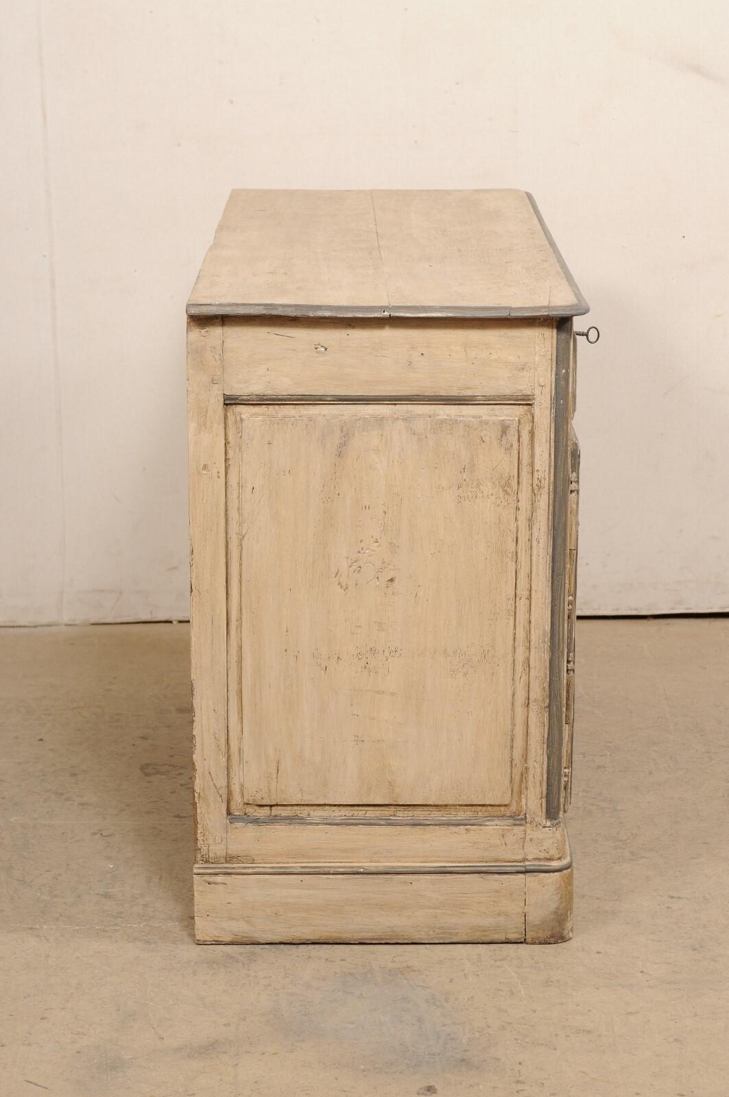 18th C. French Painted Wood Buffet Cabinet, 4.5 Ft Length For Sale 1