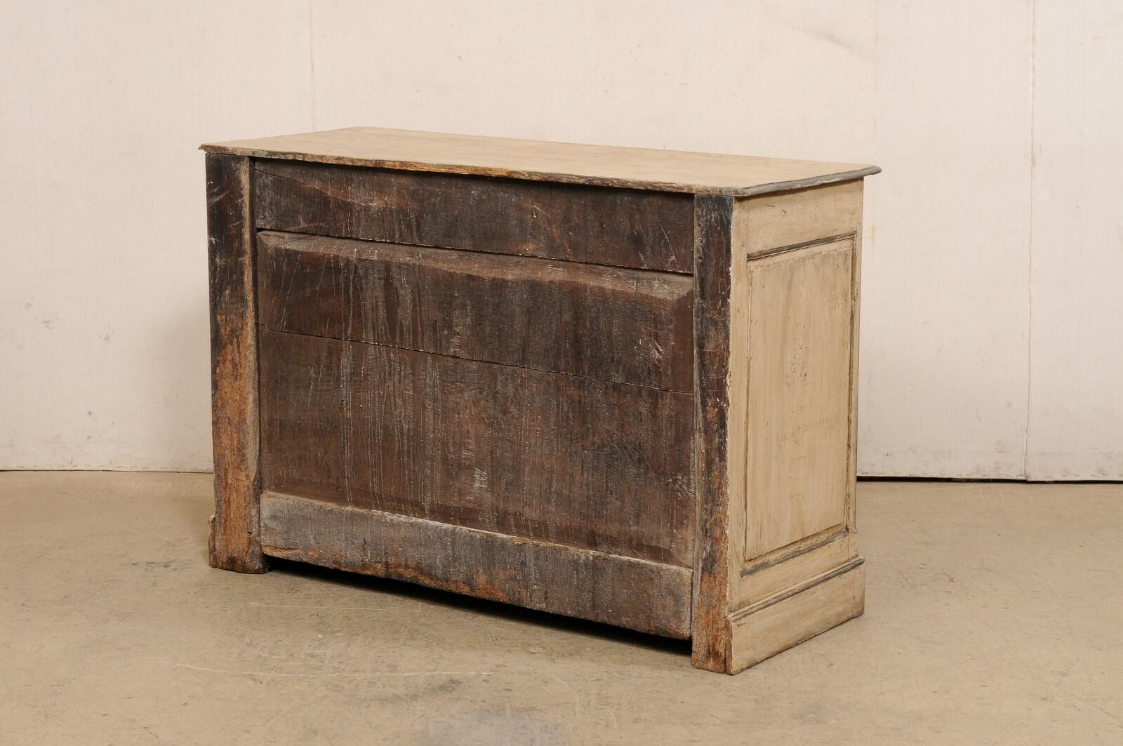 18th C. French Painted Wood Buffet Cabinet, 4.5 Ft Length For Sale 2