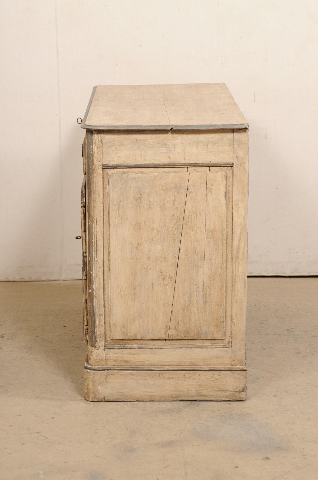 18th C. French Painted Wood Buffet Cabinet, 4.5 Ft Length For Sale 5