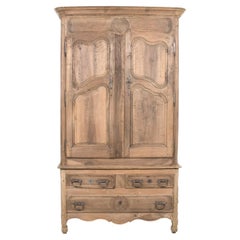 18th C French Period Louis XV Bleached Walnut Deux Corps Lyonnaise Pantalonnier