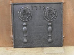 18th C. French 'Pillars with IHS Monograms' Fireback / Backsplash, Louis XIV