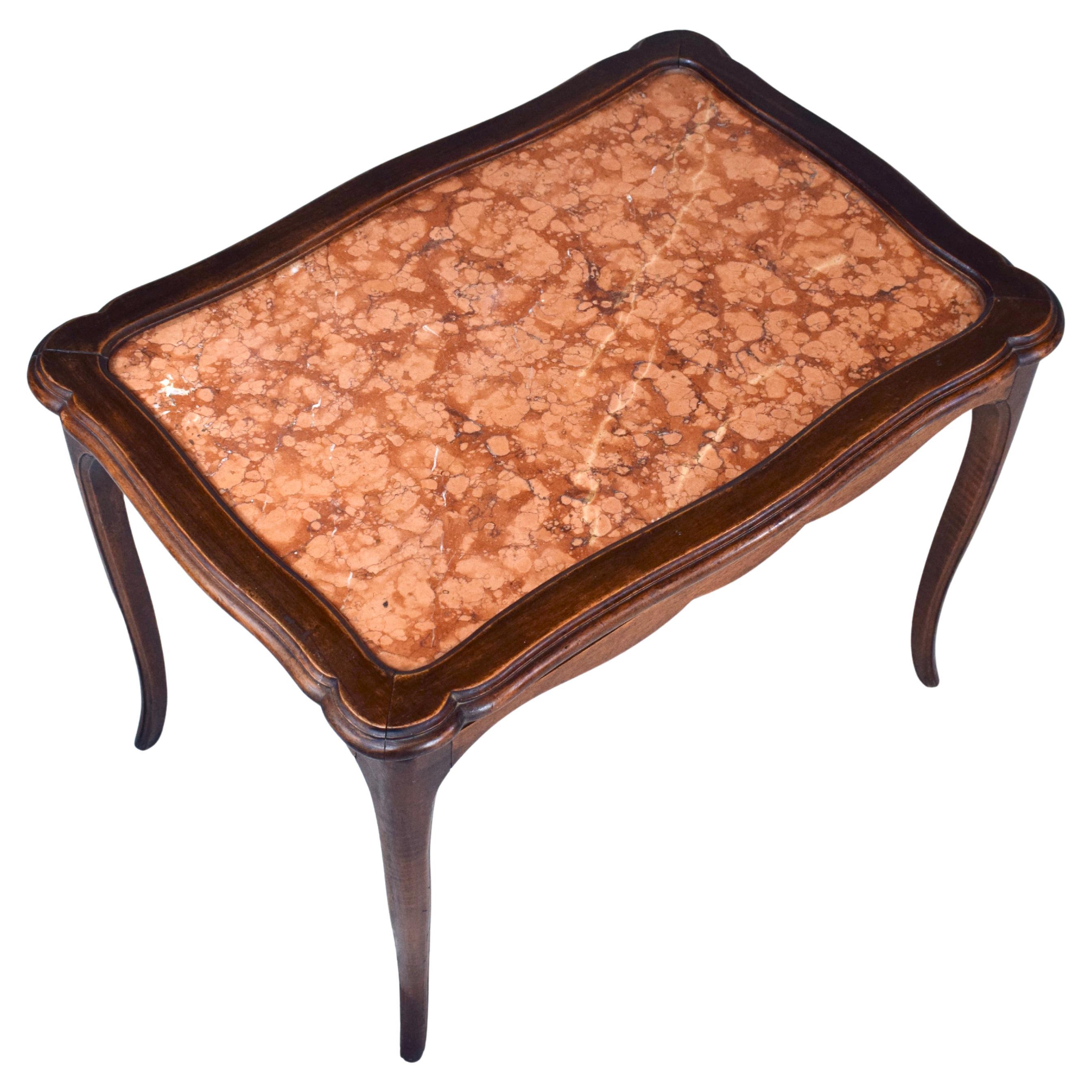18th C. French Provincial Marble Top Occasional Side Table For Sale