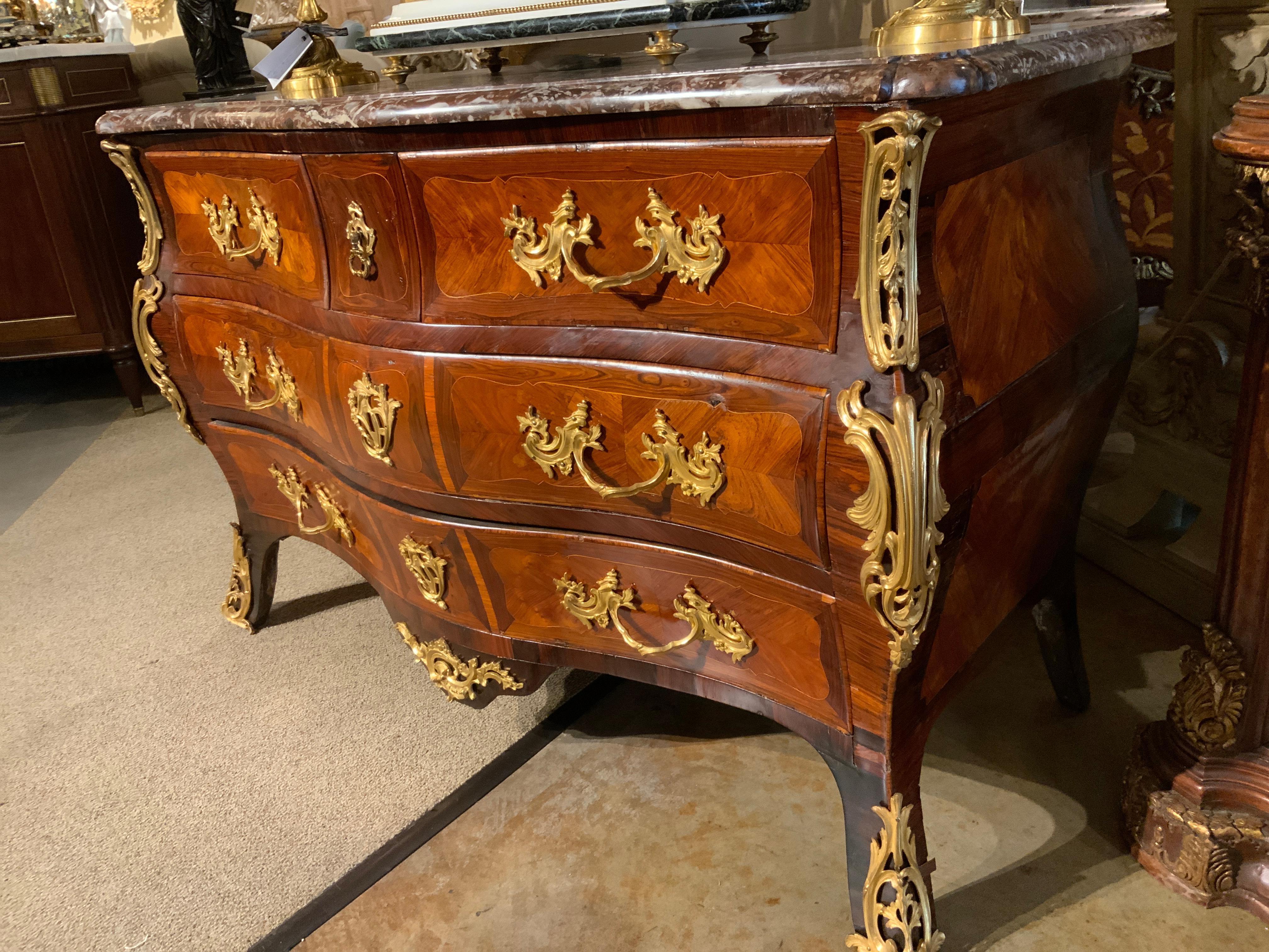 18th Century 18th c. French Regency style  Commode / chest with ornate bronze dore mounts For Sale