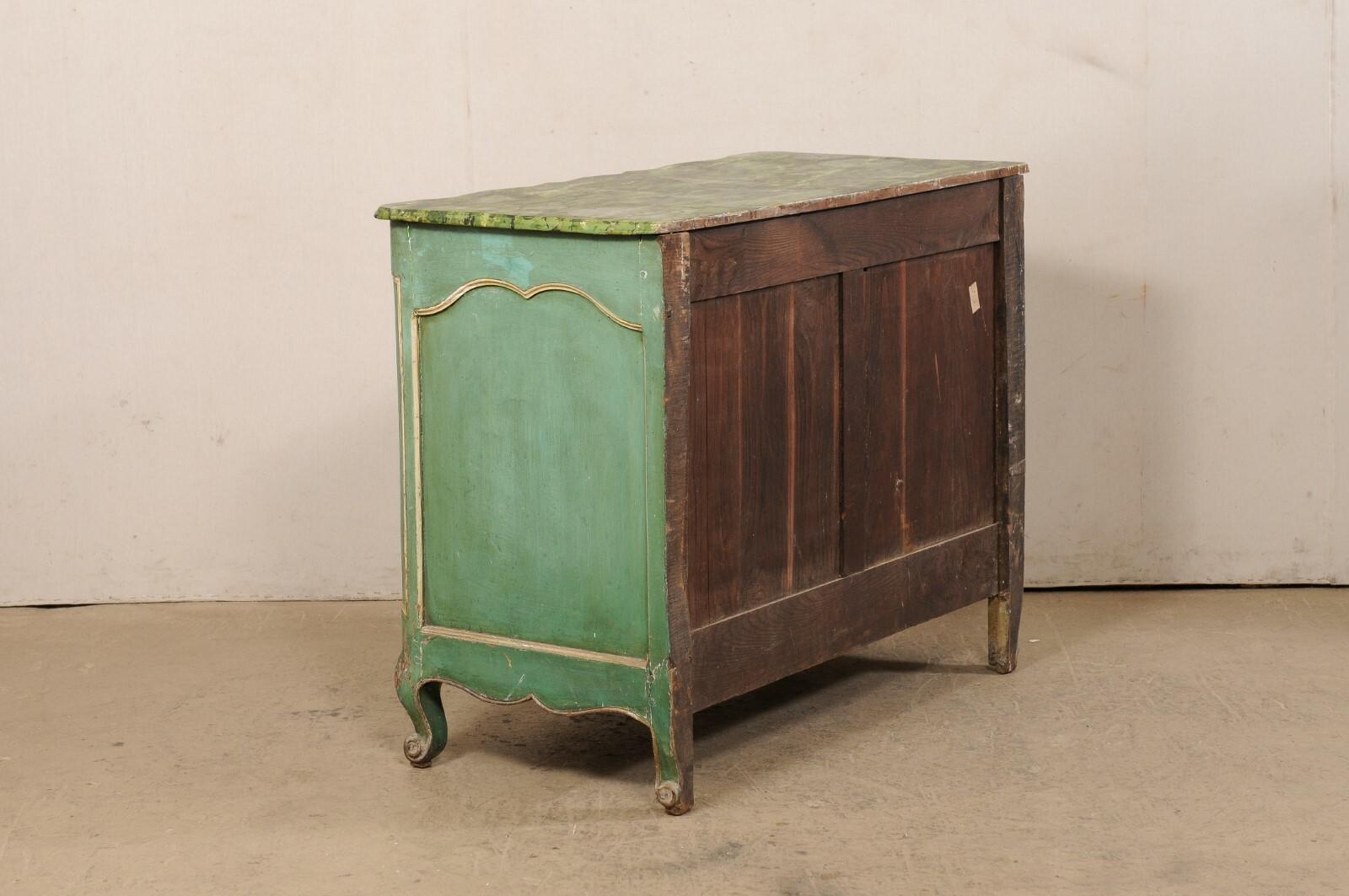 18th C. French Rococo Commode w/Elegant Serpentine Shape & Faux-Marble Top For Sale 4