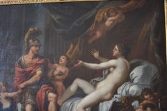 18th C. French School Oil Painting of Mars & Venus w/ Putti in a Giltwood Frame.