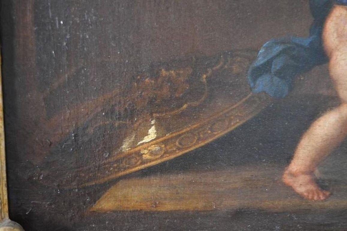 Peinture à l'huile de l'école française du XVIIIe siècle représentant Marli et Vénus avec Putti dans un cadre en bois doré. Bon état - En vente à Los Angeles, CA
