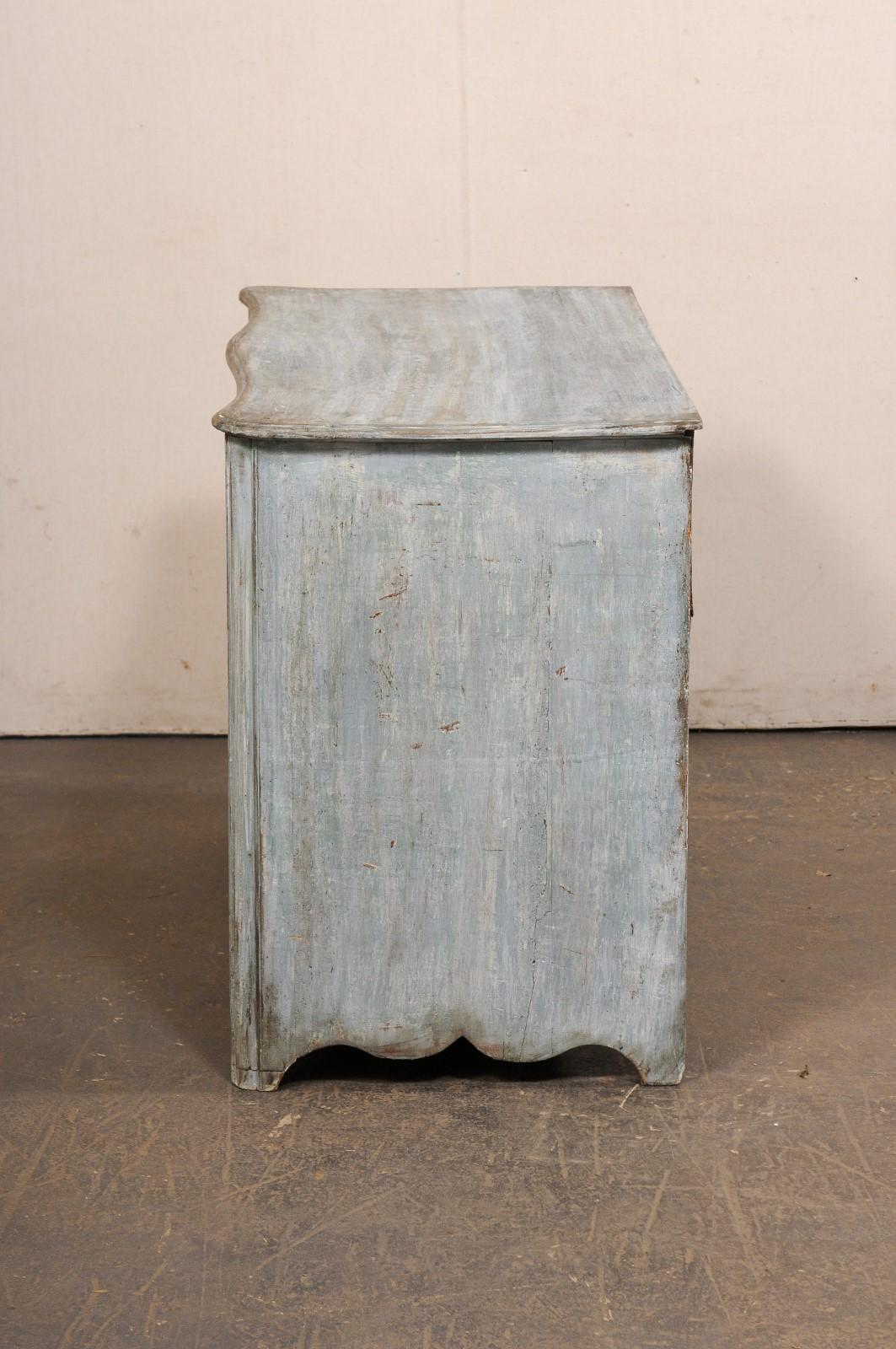 18th C. French Serpentine 3-Drawer Commode, Blue 5