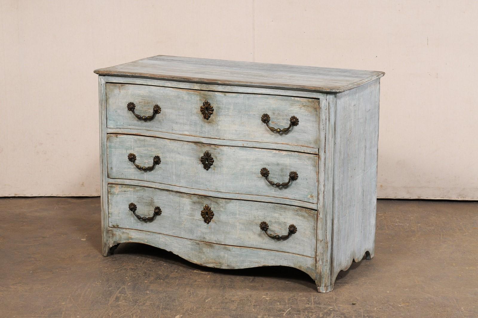18th C. French Serpentine 3-Drawer Commode, Blue 7